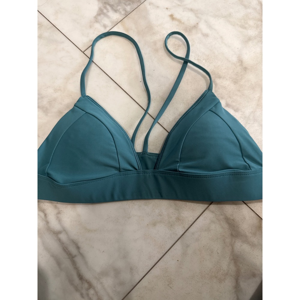 Hurley Womens Teal Blue Triangle Racerback Bikini Top Swimwear